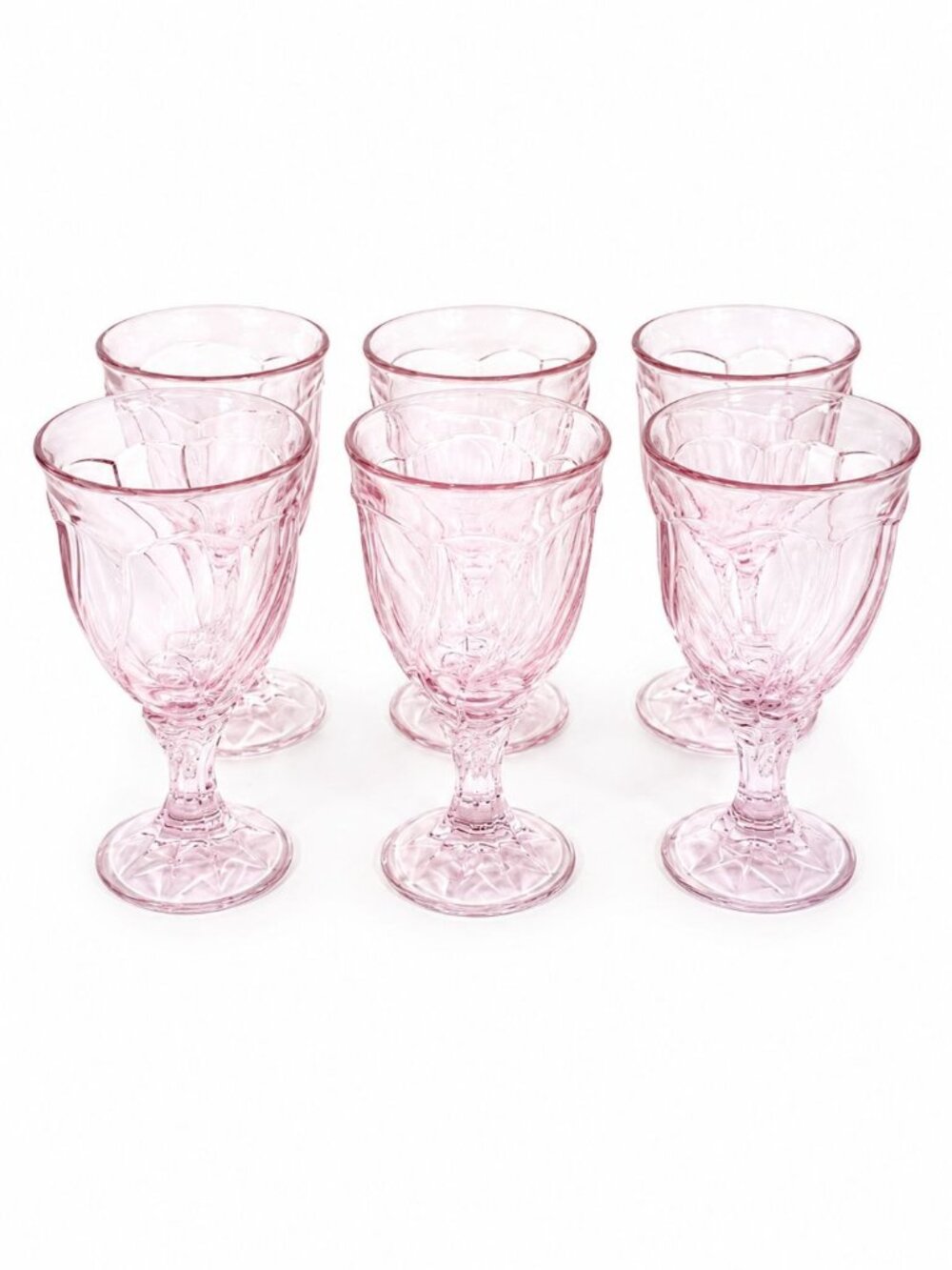 Noritake Pink Swirl Wine Goblets Set 6  Retired Replacement Glassware Stemware